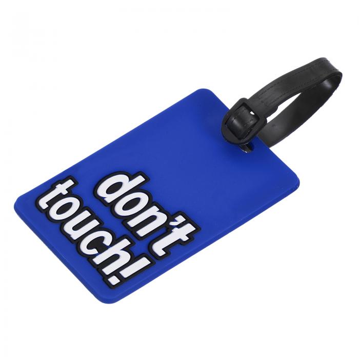 PVC荷物タグ 身分証明書 ホルダー ラベル 識別カード 「触るな」パターン 旅行バッグタグ 調整可能なス..
