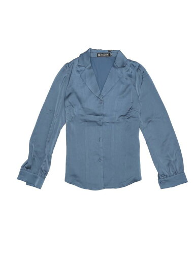Allegra K シャツ ブラウス 無地 長袖 トップス オフィス カジュアル レディース グレーブルー L Allegra K シャツ ブラウス 無地 長袖 トップス オフィス カジュアル レディース グレーブルー L