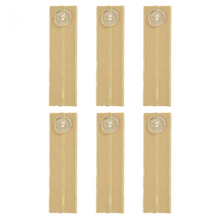 6個 伸縮性パンツウエストエクステンダー 女性用メンズパンツズボンジーンズ用 調整可能なボタンエクステンダー(カーキ 3.4x1インチ)