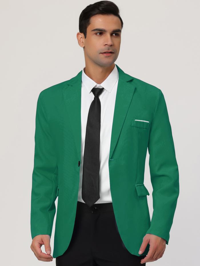 Lars Amadeus ドレススーツ ブレザー スリムフィット シングルブレスト ワンボタン サイドポケット スポーツコート メンズ グリーン S