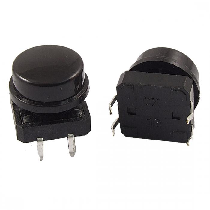 タクトスイッチ プッシュボタンスイッチ 穴通る 瞬時タクト ブラック 5個入