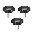 クランプねじノブ クランプつまみ スターノブ M10 x 16mm プラスチック メタル 3個入り