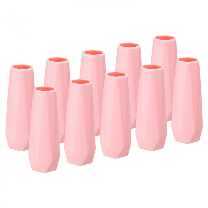 PATIKIL 花瓶 10個入り プラスチック花瓶 背の高い小さな花瓶 壊れないつぼみの花瓶 セラミックルックテーブルセンターピース ホームルームの装飾用 ピンク