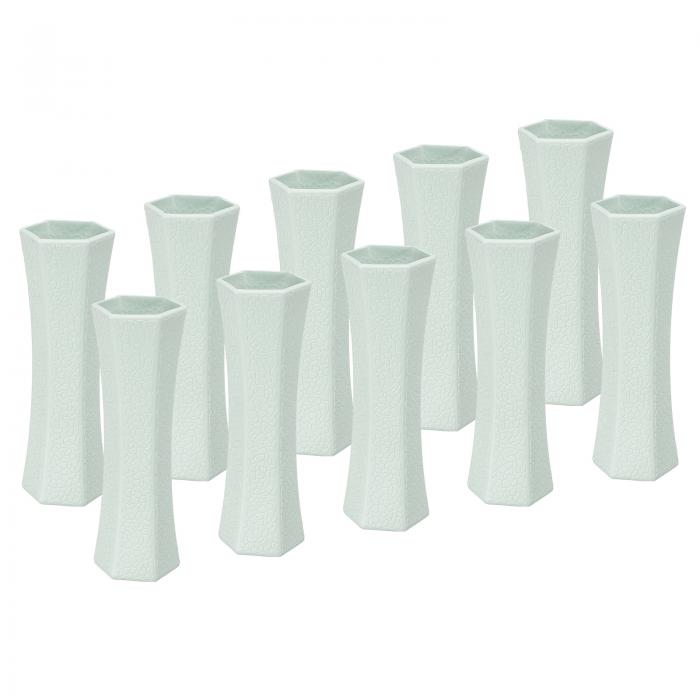 PATIKIL 花瓶 10個入り プラスチック花瓶 花用セラミックルック 背の高い小さな花瓶 テーブルセンターピース ホームルームの装飾用 緑