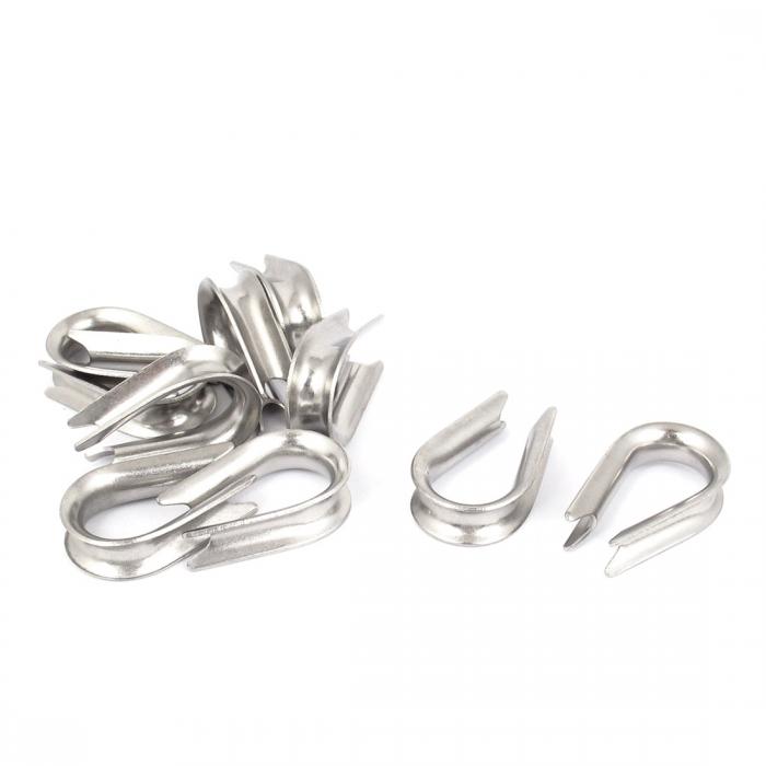 シンブル ワイヤロープケーブル 304ステンレス鋼 シルバートーン 5mm標準 10個