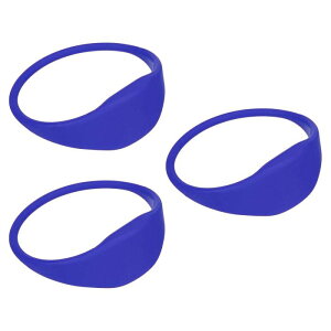 RFID リストバンド シリコン近接ブレスレット 13.56MHz 読み取り専用 防水リングタイプ ドアエントリーアクセス制御用、ブルー色 3 パック