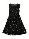 Allegra K ミニワンピース 星柄 ベルベット ラウンドネック ノースリーブ 衣装 レディース ブラック M