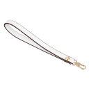 レザーリストレットストラップ 7.48" ハンドリストレットレザーリプ レイスメントストラップ クラッチウォレットキーチェーンバッグDIY用(ホワイト 金)