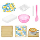 ガラスモザイクタイル 木製コースター付き クラフトセット DIY 四角コースター装飾 90x90x10mm 大人用 ハンドメイド手芸材料 ギフト カラフル モザ...