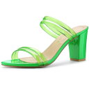 Allegra K ミュールサンダル スライド チャンキーヒール ハイヒール レディース グリーン 25.5cm(4)