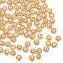 PATIKIL 8mm イーブルアイビーズ 100個 フラットラウンド トルコイーブルアイ装飾 シルバーエッジスペーサービーズ付き アイボールビーズ ブレスレット DIY ネックレス イヤリング作り用 オレンジ(3)