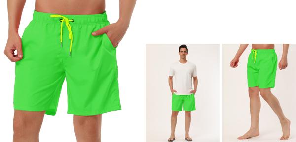 Lars Amadeus メンズ スイムショーツ サーフパンツ ボードショーツ ス ソリッド ビーチ メッシュ グリーン 30