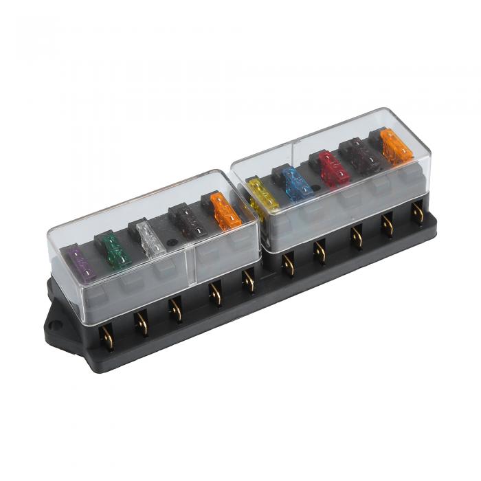 X AUTOHAUX 10ウェイブレードヒューズブロックボックスホルダー ネガティブバス付き ATC/ATO 標準回路 10V-32V DC 自動車 トラック ボート マリン RV バン 車両用 1セット