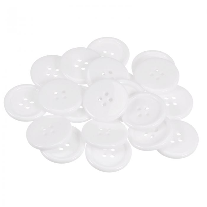 樹脂ボタン 編みボタン 装飾ボタン 手芸ボタン 衣服DIY縫製用 ラウンド フラット 4穴 ホワイト 40L 25m..