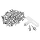 PATIKIL 12.7mm スチールトラック釘 100個 スポーツシューズ釘交換用アクセサリー 釘レンチ付 走り幅跳び用 シルバートーン