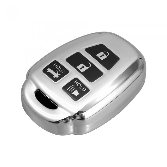 ACROPIX キーケース キーホルダー リモートキーフォブケースカバー Toyotaに対応 Corollaに対応 シルバ..