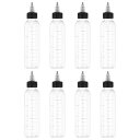 PATIKIL 110 ml/4 OZ プラスチック製絞るボトル 黒いねじりキャップ付き 8 個グラデーション付きラウンドディスペンシングボトル 液体 クラフト オイル 調味料用空ボトルに適しています。