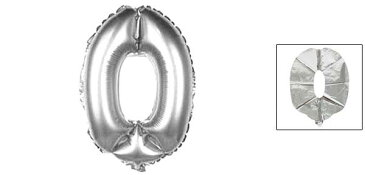 ソウテン uxcell バルーン ホイル 番号0の形 風船 誕生日 結婚式 パーティーの装飾 シルバートーン 40.6cm