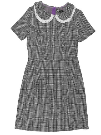 Allegra K 伸縮性千鳥格子ミニドレス 半袖コントラストカラースリム ヴィンテージ レディース パープル XS Allegra K 伸縮性千鳥格子ミニドレス 半袖コントラストカラースリム ヴィンテージ レディース パープル XS