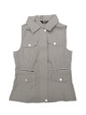 Allegra K ユーティリティ ベスト ポケット付き ジャケットノースリーブ ジップアップ レディース グレー XL