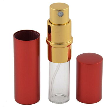 ソウテン ミニ香水スプレー アトマイザーボトル 旅行用 携帯に便利 5mL 詰め替え 漏斗付き レッド