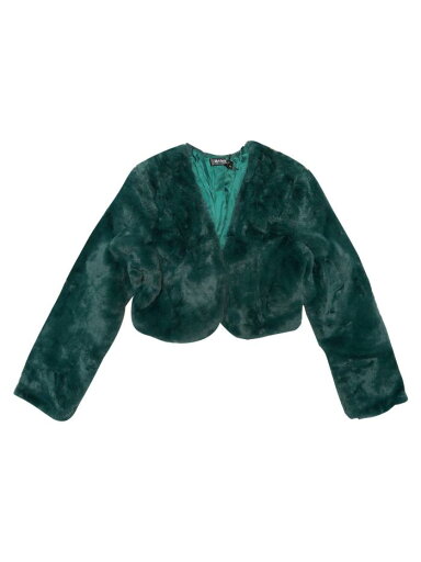 Allegra K フェイクファー コート ジャケット 襟なし 長袖 クロップド オープンフロント 前開き レディース ダークグリーン XS Allegra K フェイクファー コート ジャケット 襟なし 長袖 クロップド オープンフロント 前開き レディース ダークグリーン XS