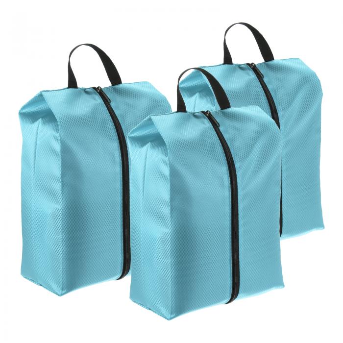 PATIKIL 旅行用シューズバッグ 3個入りポータブルナイロンシューズバッグ ジッパー付き 防水靴収納オーガナイザー 旅行アウトドア用 スカイブルー