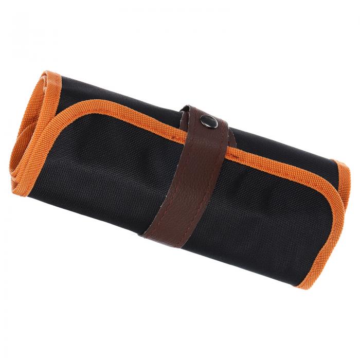 PATIKIL 手作り48スロットロールアップペンケース オックスフォード生地 ペンシルラップポーチ ペンホルダーオーガナイザー アーティスト描画 着色 スケッチ用 オレンジ ブラック