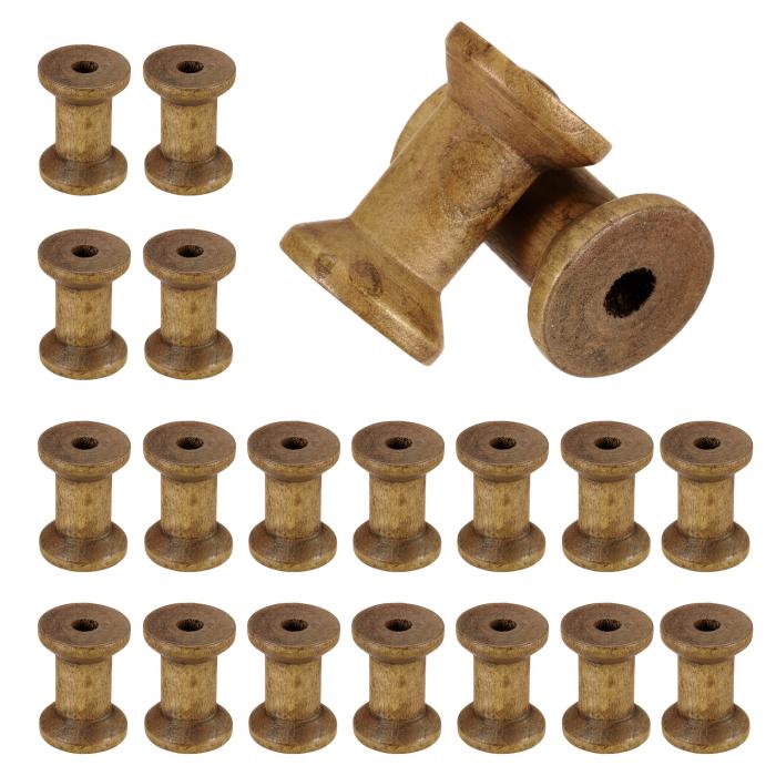 20個の木製スプール、1.2インチ/30 mmの木製空のスプール、未仕上げの木製リボンスプール、アート、糸..