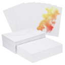 PATIKIL 100セット じゅん綿水彩カード 140ポンド/300 GSM ポストカードと封筒 アートペイントクリエイティブなお礼ノート用 5x7