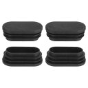 プラスチックホールプラグ 4個50x25mm楕円形パイプチュービングエンドキャップ パイプチューブインサートキャップ テーブルチェアレッグホールカバー テーブルチェアレッグ 金属チュービング フェンス 黒ック