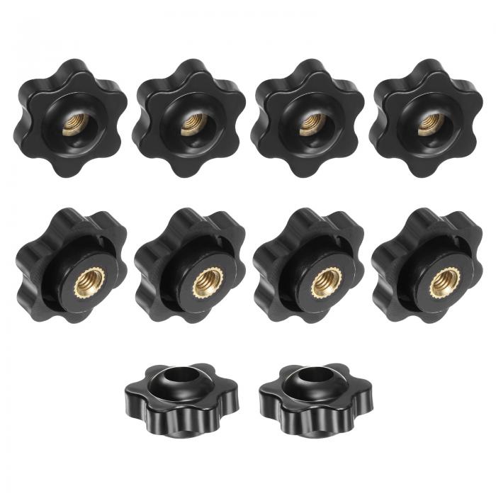 M METERXITY 10パック6スターノブ M5女性スレッド25mm六角ヘッドスルーホールクランピンググリッ プハ..