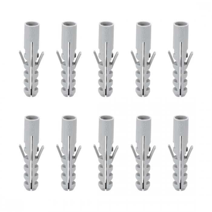 プラスチック拡張パイプ フレーム固定チューブ グレー プラスチック 10x50mm プラスチックアンカーボルト カラムコンクリートウォールプラグ 50個入り