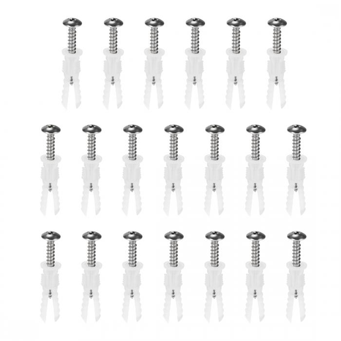 拡張パイプ 6 mmx32 mm プラスチック 柱コンクリートアンカーウォールプラグ フレーム固定チューブ ネジ付き ホワイト 20個