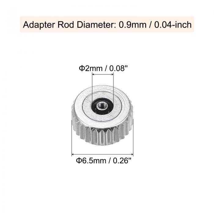 6.5 mm時計クラウン部品 フラットヘッド 短ステム ステンレス製 時計リペア用 内径2 mm シルバートーン 2個入り