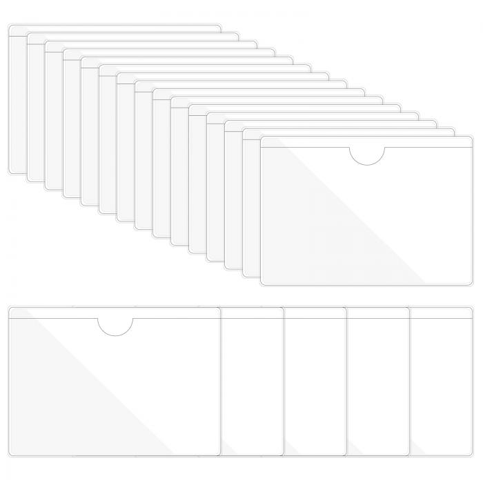 PATIKIL 82 x 115 mm 自己接着インデックスカードポケット 20個 プラスチックラベルホルダー トップオープン粘着ポケットスリーブ付き 名刺 メモカード用 クリア
