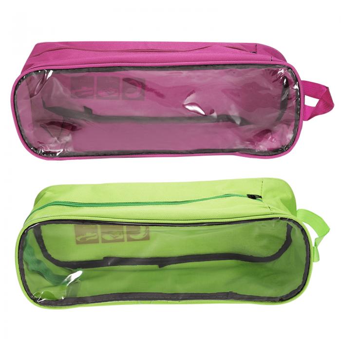 PATIKIL ゴルフシューズバッグ 2個 携帯用 スポーツシューズオーガナイザーバッグ 通気性ジッパー付き 靴袋 スポーツ ジム 旅行用 緑 ローズレッド