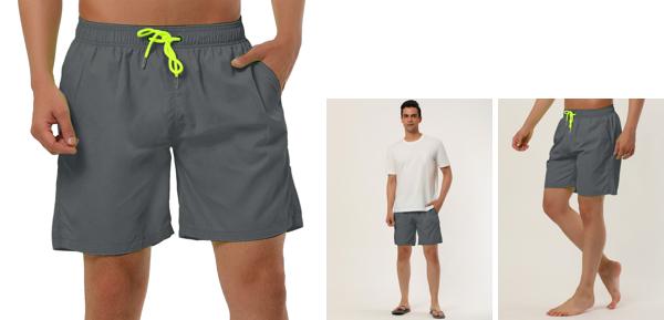 Lars Amadeus メンズ スイムショーツ サーフパンツ ボードショーツ ス ソリッド ビーチ メッシュ グレー 34