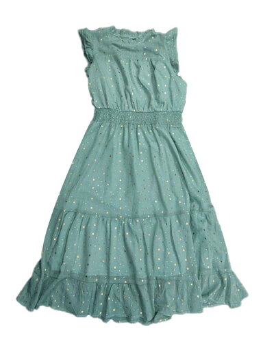 Allegra K シフォンドレス パーティーワンピース カジュアル ノースリーブ スモックウエスト メタリック スター レディース グリーン L Allegra K シフォンドレス パーティーワンピース カジュアル ノースリーブ スモックウエスト メタリック スター レディース グリーン L