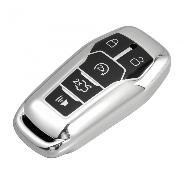 ACROPIX キーケース キーホルダー リモートキーフォブケースカバー Fordに対応 Focusに対応 シルバートーン 1個