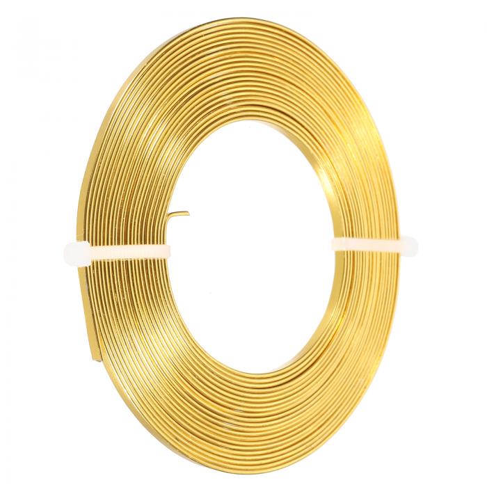 PATIKIL 5 M 平角アルミ線 18ゲージ 折り曲げ可能 陽極酸化アルミニウム線 3 mm幅 ビーズクラフトワイヤー ジュエリー製作用 金色トーン