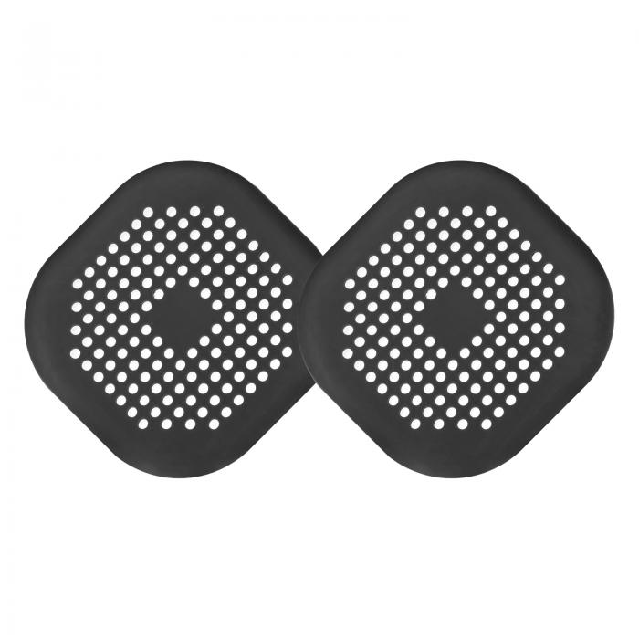 ヘアドレインキャッチャー キッチン バスルーム バルコニー用の吸盤付き排水口カバー 黒2個セット 直径..
