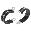 X AUTOHAUX R字型自動車304ステンレス鋼 32 mm ケーブルクランプゴムクッション 金属クランプファスナー チューブパイプワイヤー設置用 10個