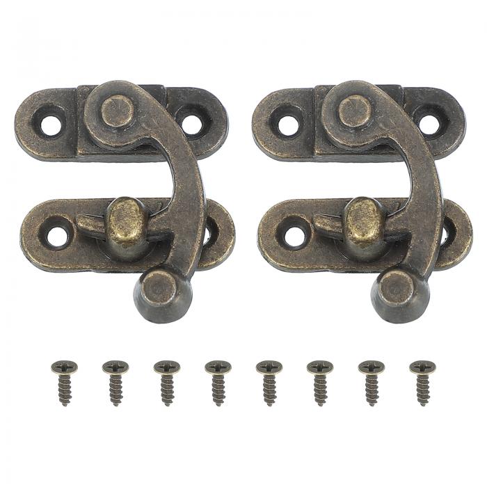 PATIKIL 木製ボックスハスプラッチ32x28mm 2個ビンテージロッククラスプス イングアームラッチフックハ..