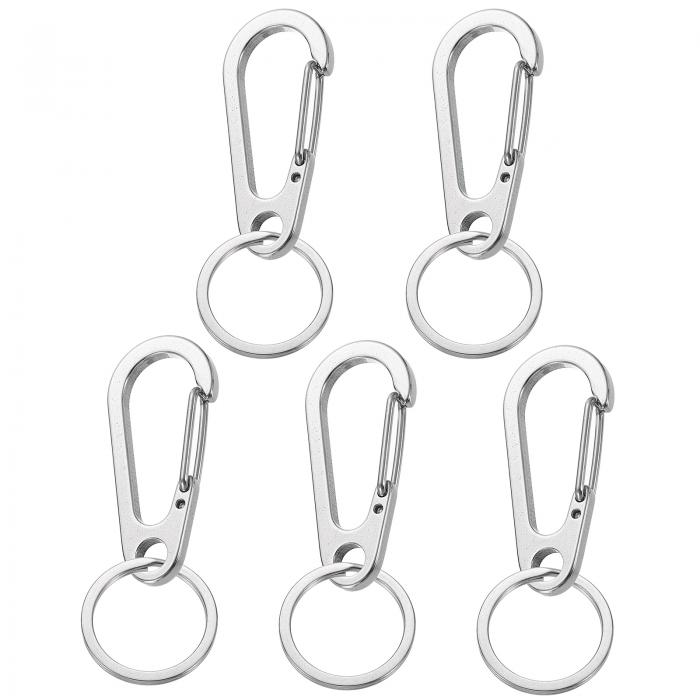 2.17インチ x 1.1インチ メタルキーチェーンキーリング、5個 シルバーキーチェーンリングクリップ 頑丈..