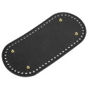 オーバルバッグボトムシェイパーパッド 250x120 mm PUレザー 財布クッションベース DIY編み物かぎ針編みバッグ作り用 ブラック