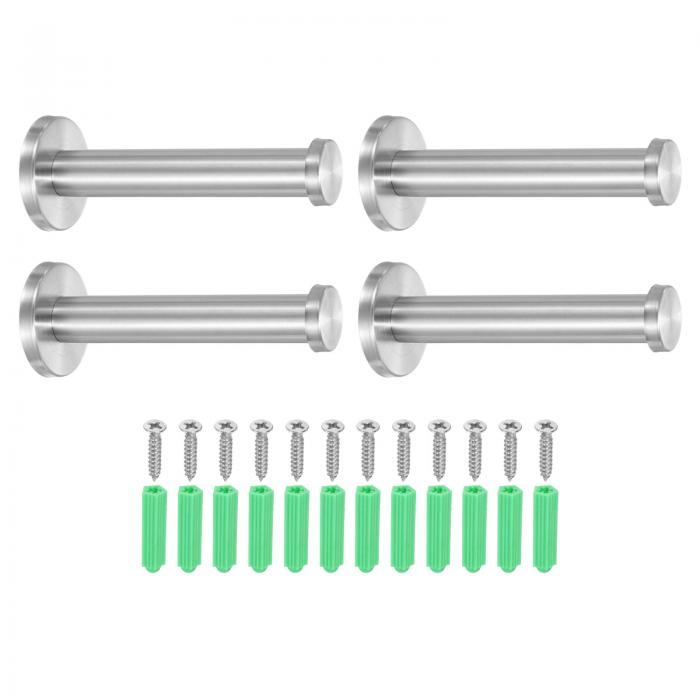 4個のステンレス製バスルームタオルフック、4.1x0.7インチのヘビーデューティーローブコートフック、丸い壁掛けフック、ベッドルーム、キッチン、クローゼット、キ...