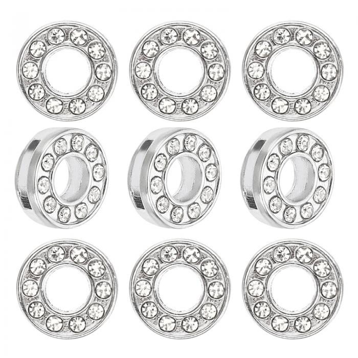 PATIKIL 30個 レター装飾 ラインストーンレター装飾水晶アルファベットスライドリストバンド装飾ペンダント 宝石メイキング レザーカラーネックレス ブレスレット ヘアクリップ用 シルバー色 O