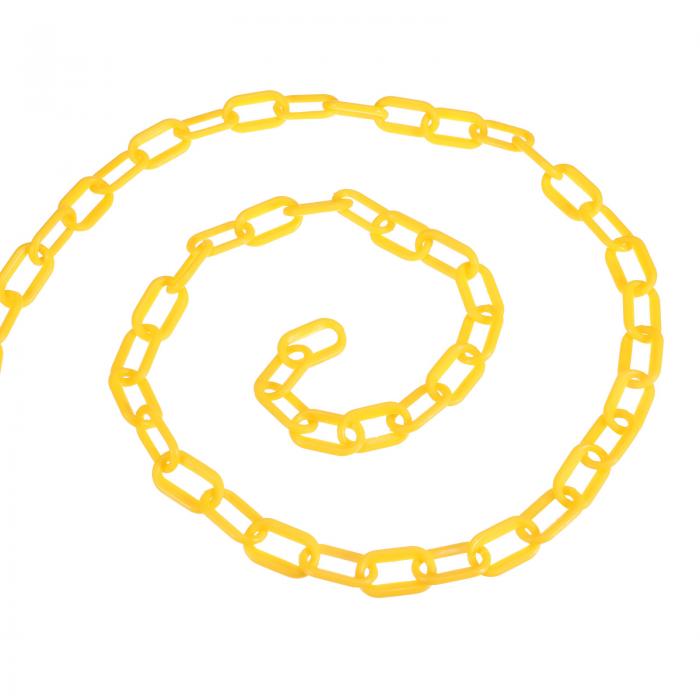 PATIKIL 直径6 mm 長さ15 M プラスチックチェーンバリア 安全リンクチェーンスタンション 私道のエレベーター駐車場での群衆制御用 イェロー