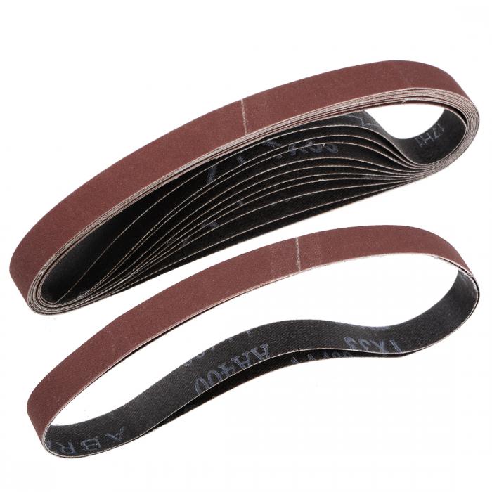 サンディングベルト 15 mm x 452 mm 400グリット アルミニウム酸化物 12個